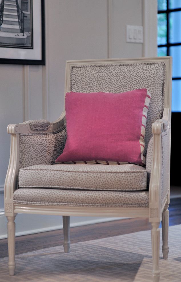 Duralee for a transitional kitchen with a banquette and wasted ...