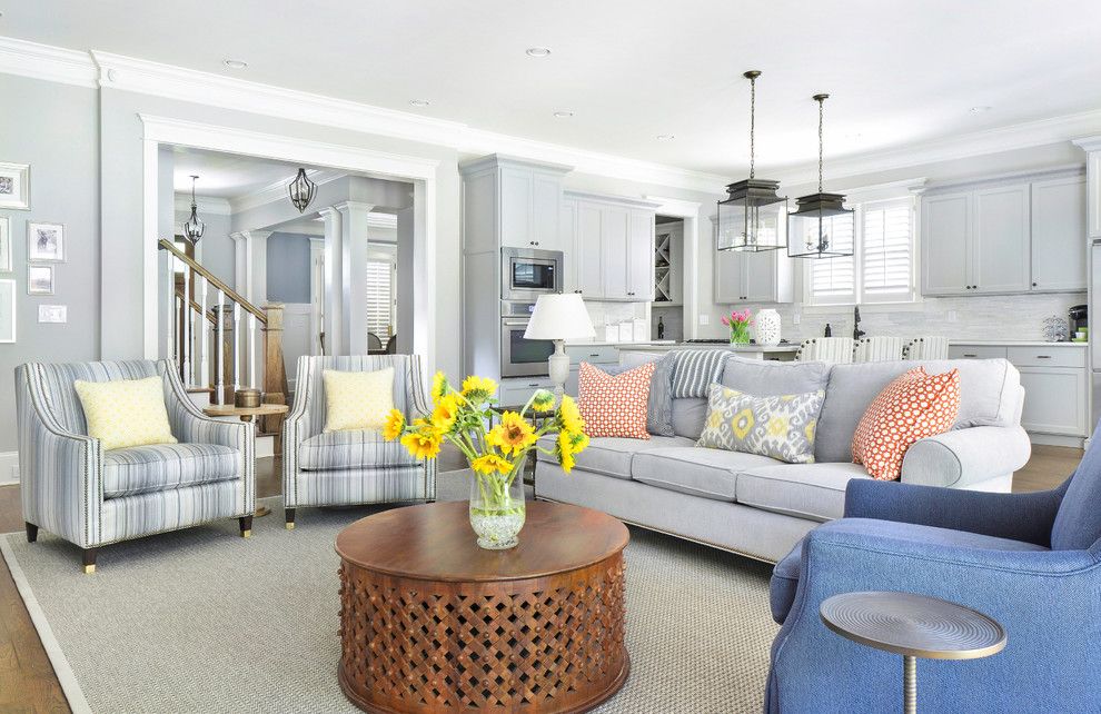 Duralee for a transitional kitchen with a banquette and wasted ...