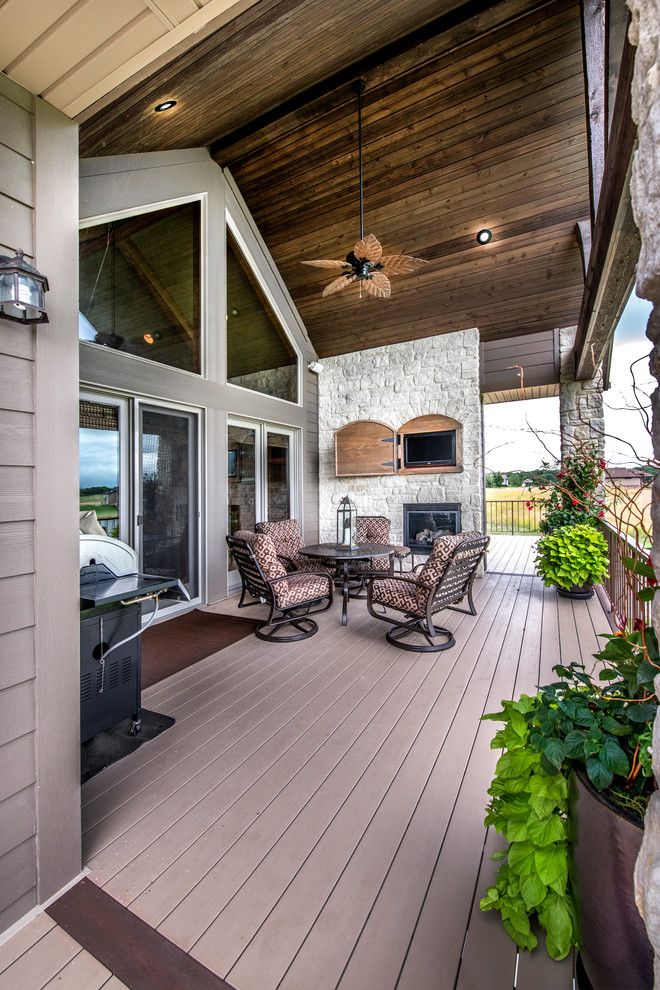 Contemporary Deck Omaha Oakwood Homes Omaha for a Craftsman Deck with a Wood Ceiling and Covered Bridge by Rezac