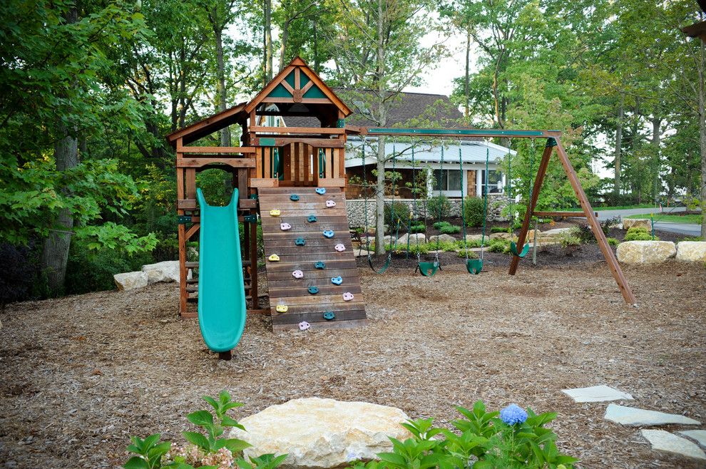 A1 Mulch for a Eclectic Kids with a Lake House and Lakebridge Guest Cottage by Cottage Home, Inc.