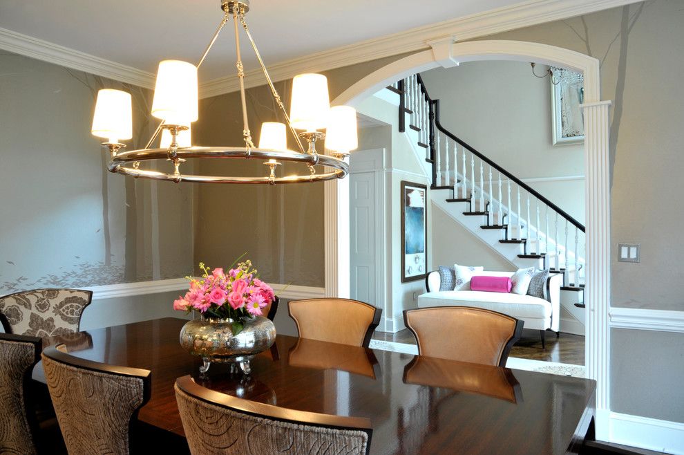 Acid Stained Concrete for a Transitional Dining Room with a Wall Murals and Ny Estate by a Perfect Placement