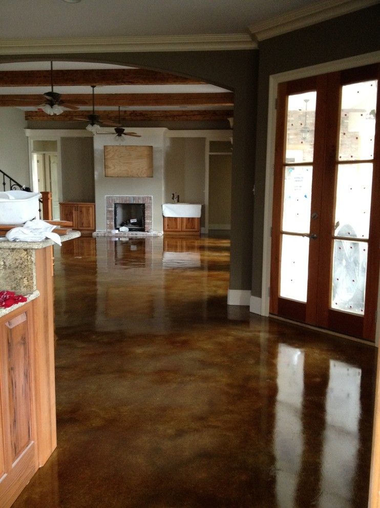 Acid Washed Concrete For A Traditional Kitchen With A Acid Stain