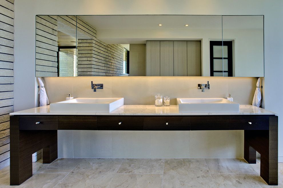 Ada Sink Height for a Contemporary Bathroom with a Square Sink and Tucson Residence Kitchen by John Senhauser Architects