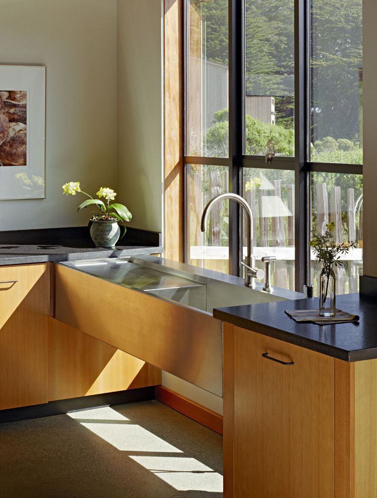 Ada Sink Height for a Contemporary Kitchen with a Kitchen Hardware and Stone by Malcolm Davis Architecture