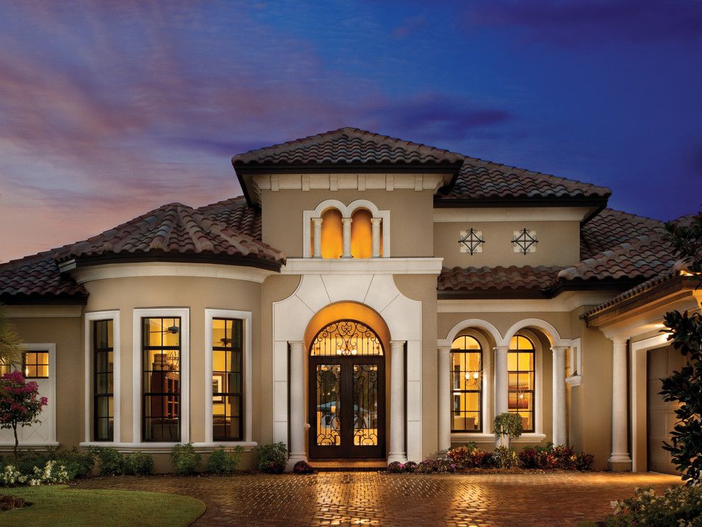 Agl Homes for a Mediterranean Exterior with a Front Door and Valencia 1180 by Arthur Rutenberg Homes