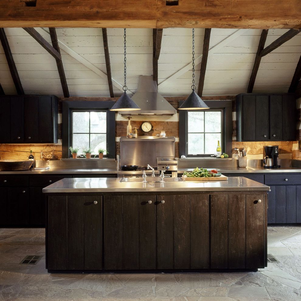 Ags Stainless for a Rustic Kitchen with a Mortise and Tenon Joints and Gathering Spaces by Chas Architects