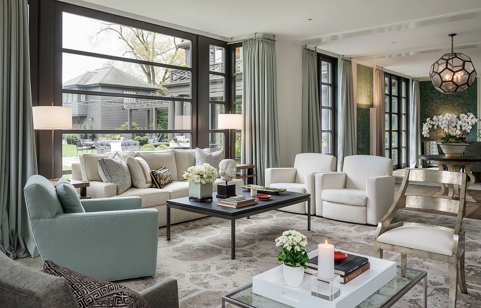 Aia Seattle for a Transitional Living Room with a Neutral and Blue Atlas by Stephen Sullivan Designs