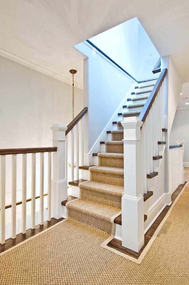 Airbase Carpet for a Traditional Staircase with a Carpet Border and Meeting House Lane by Benco Construction