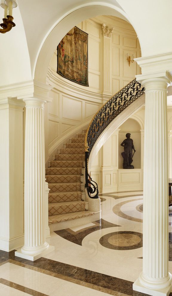 Airbase Carpet for a Traditional Staircase with a Curved Staircase and Traditional Staircase by Trapolinpeer.com