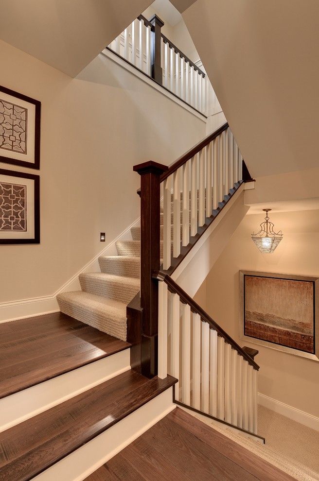 Airbase Carpet for a Traditional Staircase with a White Banister and 2013 Luxury Home Inver Grove Heights by Highmark Builders