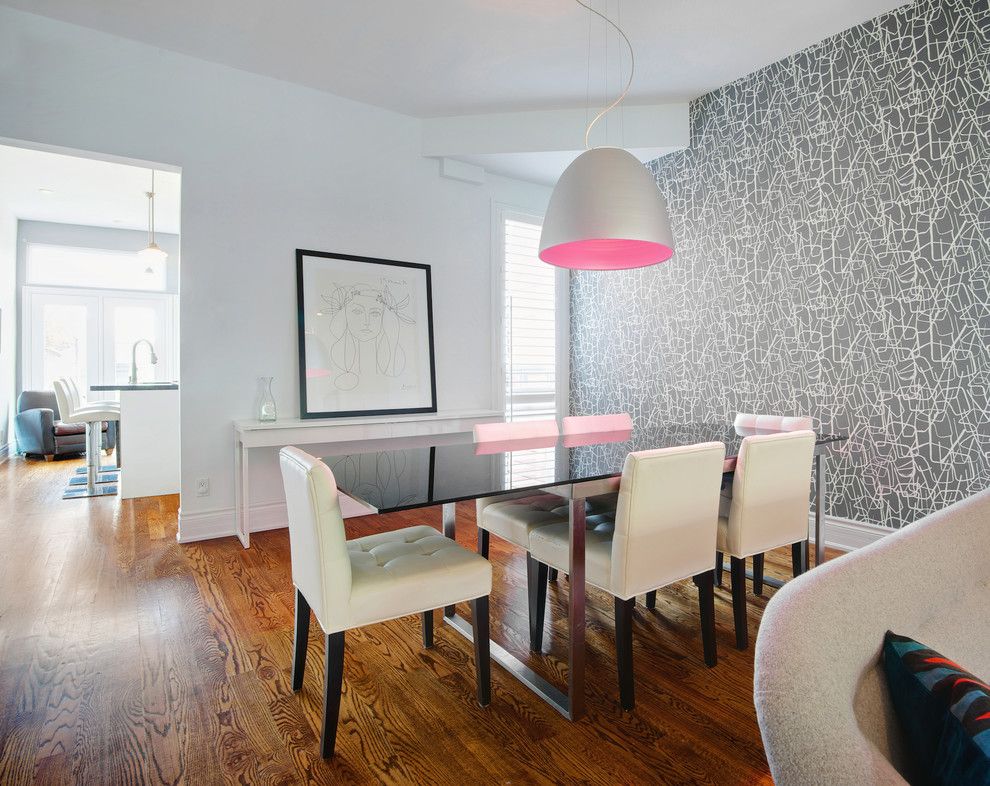 Airstream Renovation for a Contemporary Dining Room with a Pink Pendant and My Houzz: Modern Dundas West Townhouse Renovation by Andrew Snow Photography