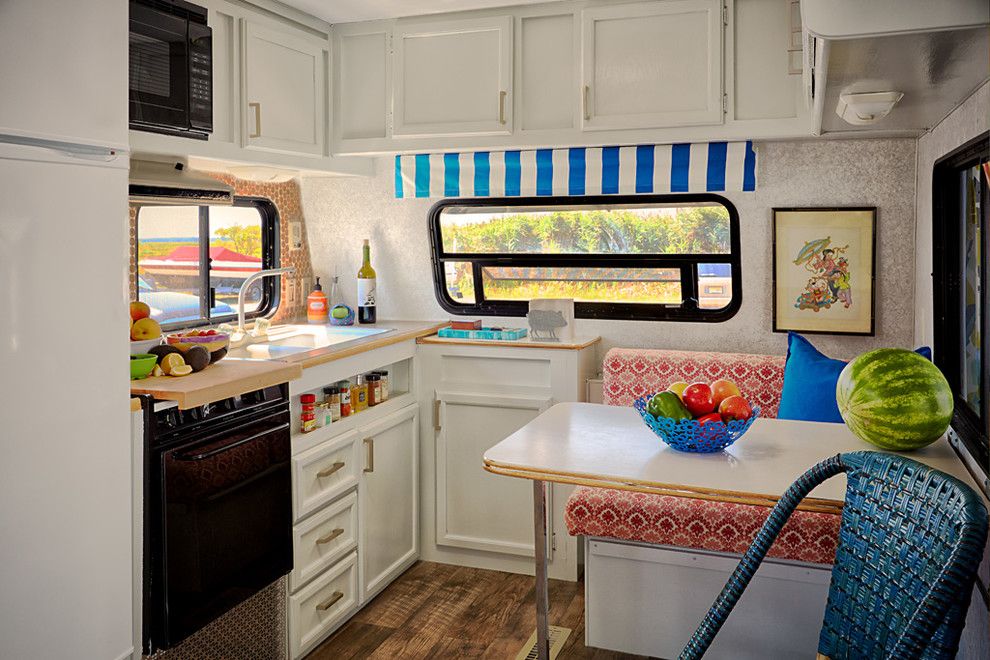 Airstream Renovation for a Eclectic Kitchen with a Trailer and Trailer Chic  Strathmere, Nj by Bridget Mcmullin, Asid, Cid, Caps