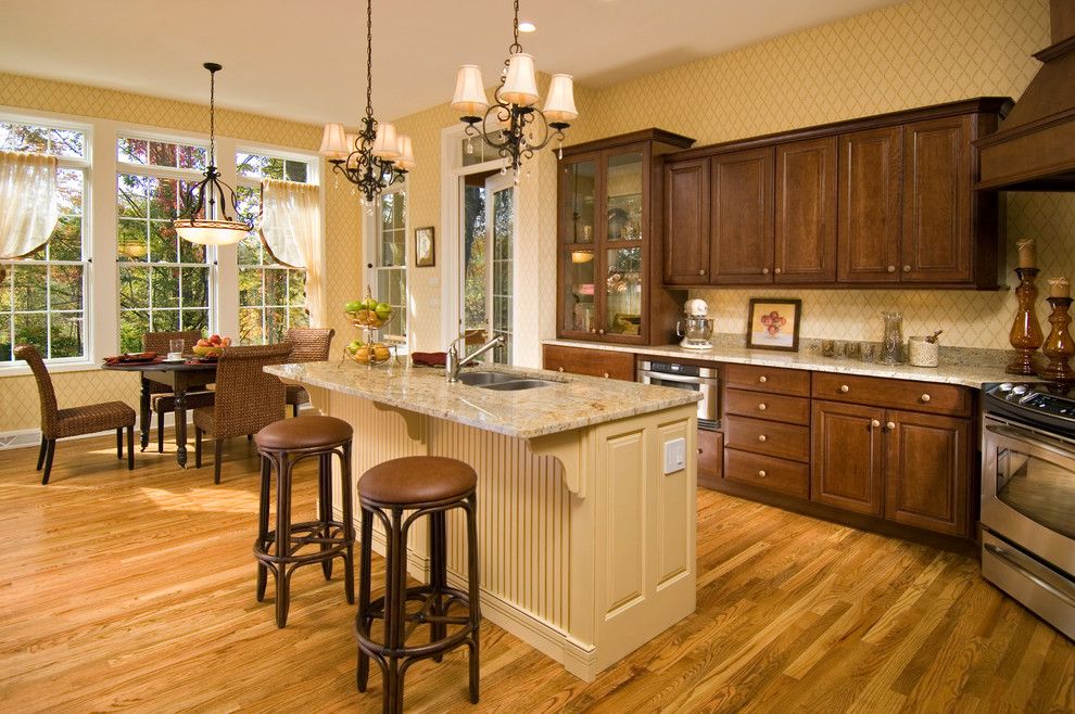 Alaska White Granite for a Traditional Kitchen with a Kitchen Island Lighting and 2008 Saratoga Showcase Home by Belmonte Builders