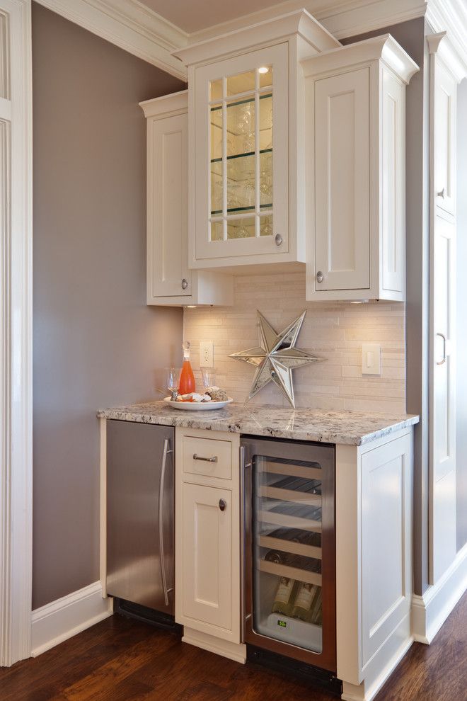Alaska White Granite for a Traditional Kitchen with a Wood Cabinets and Teri Turan by Turan Designs, Inc.