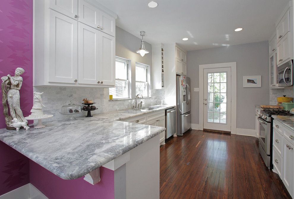 Alaskan White Granite for a Eclectic Kitchen with a Purple and My Houzz: Colorful Hand Painting Bedecks a Creative Home by Lindsay Von Hagel