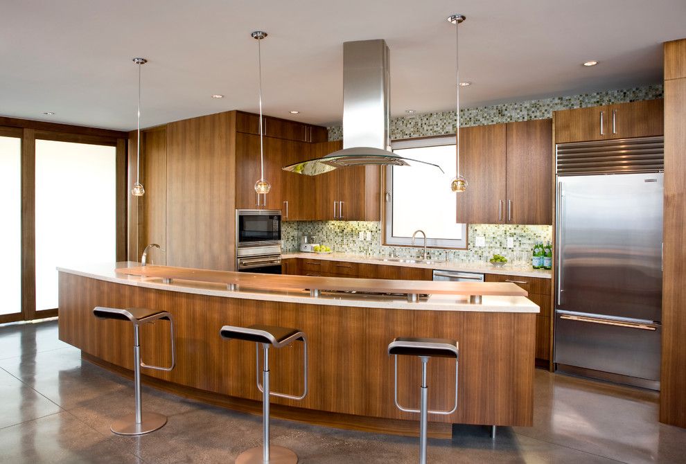 Albert Lee Appliance for a Modern Kitchen with a Curved Island and Rogers Sturz Residence by Michael Lee Architects