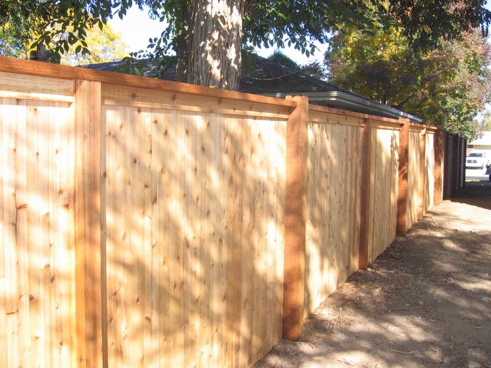 Alpine Fence for a Traditional Landscape with a Cedar Fence and Flat Top W/ Exposed Posts by Alpine Fence of Colorado, Llc