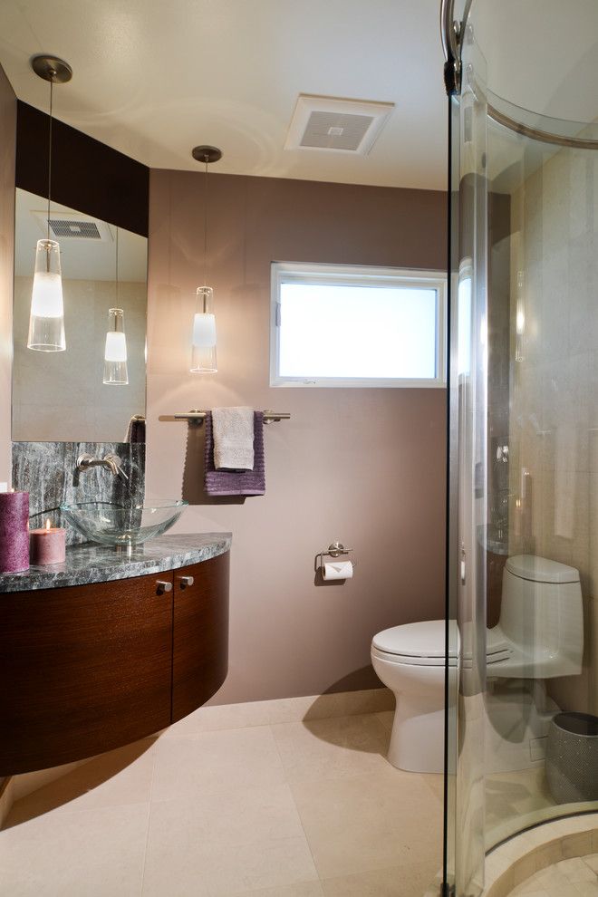 Alumax for a Contemporary Bathroom with a Round Shower and Los Altos Remodel by Precision Home Builders Inc.