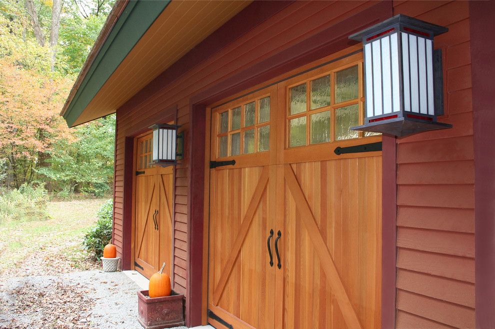 Amarr Garage Doors for a Contemporary Garage with a Red Trim and Edgewood by John Gehri Zerrer