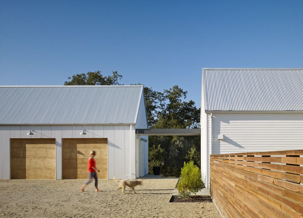 Amarr Garage Doors for a Farmhouse Shed with a Garage and Healdsburg Residence by Nick Noyes Architecture