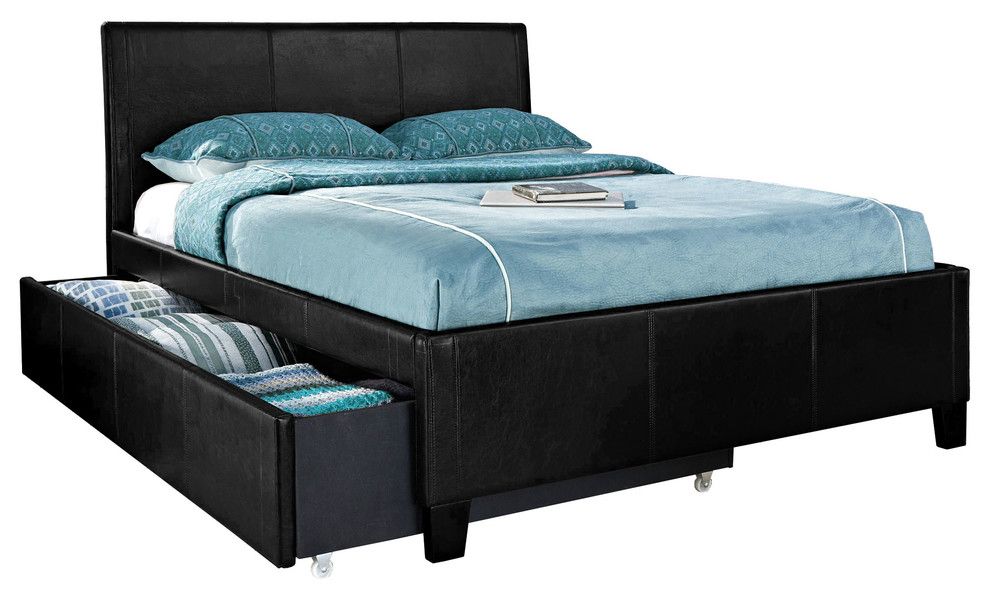 American Freight Furniture and Mattress for a Contemporary Spaces with a Bonded Leather and New York Black Trundle Bed by American Freight Furniture and Mattress