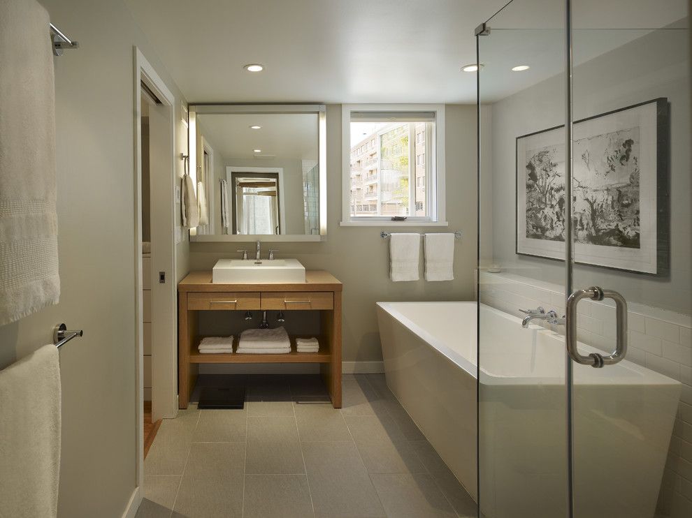 American Olean for a Contemporary Bathroom with a Light and Trinity Addition by Rasmussen / Su Architects