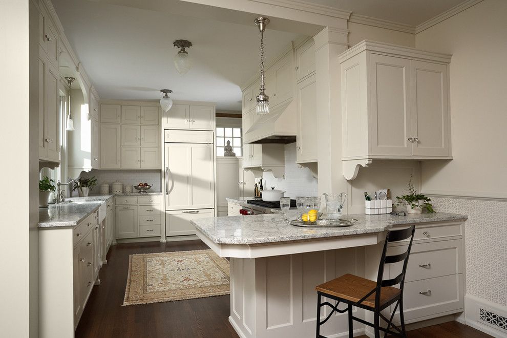 American Olean for a Victorian Kitchen with a Crown Molding and Summit Hill Shingle Style Home Remodel by David Heide Design Studio