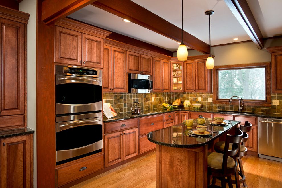 Anatolia Tile for a Craftsman Kitchen with a Buffets and Sideboards and Kitchen Remodel Schenectady, New York by Bellamy Construction