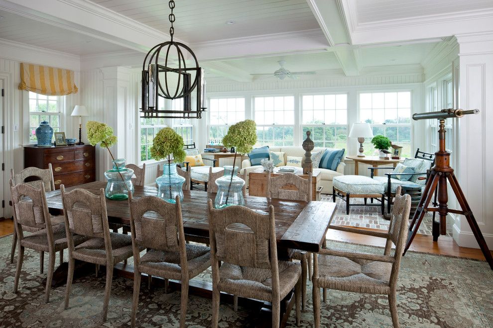 Arcadia Furniture for a Beach Style Dining Room with a White Ceiling and Beach Style Dining Room by Patrickahearn.com