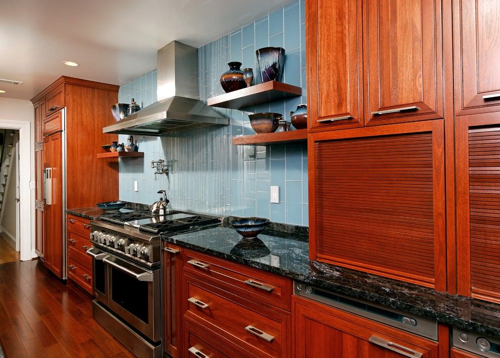 Architectural Ceramics for a Contemporary Kitchen with a Black Countertops and Case Design/remodeling, Inc. by Case Design/remodeling, Inc.