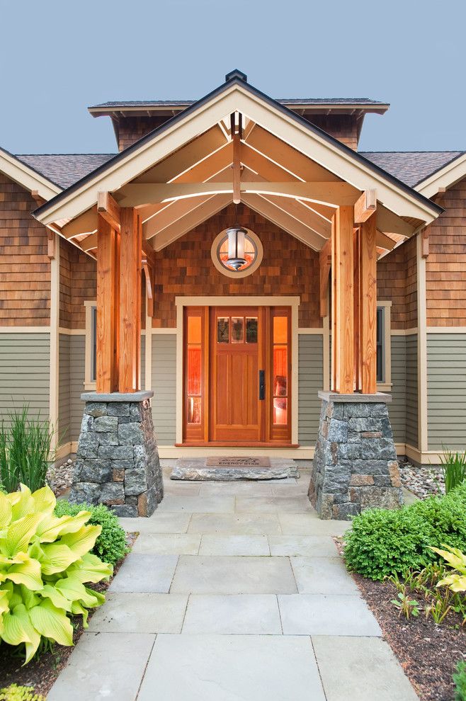 Architectural Ceramics for a Craftsman Entry with a Shingle and Kendrick: 2006 Saratoga Showcase of Homes by Phinney Design Group
