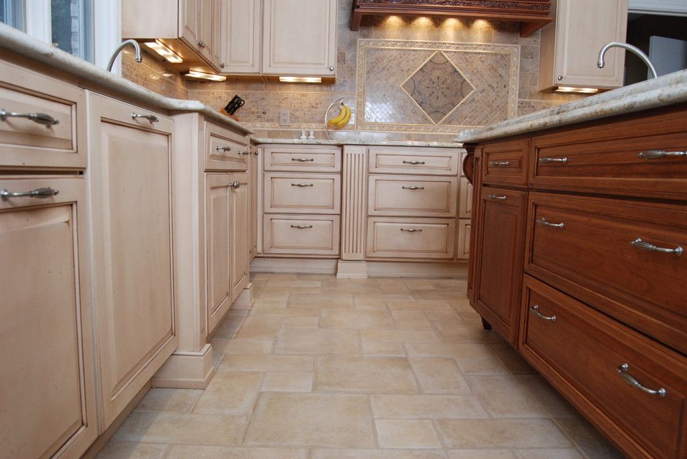 Architectural Ceramics for a Traditional Kitchen with a Flooring and Architectural Ceramics Floor and Backsplash Tile by Architectural Ceramics Tile & Stone