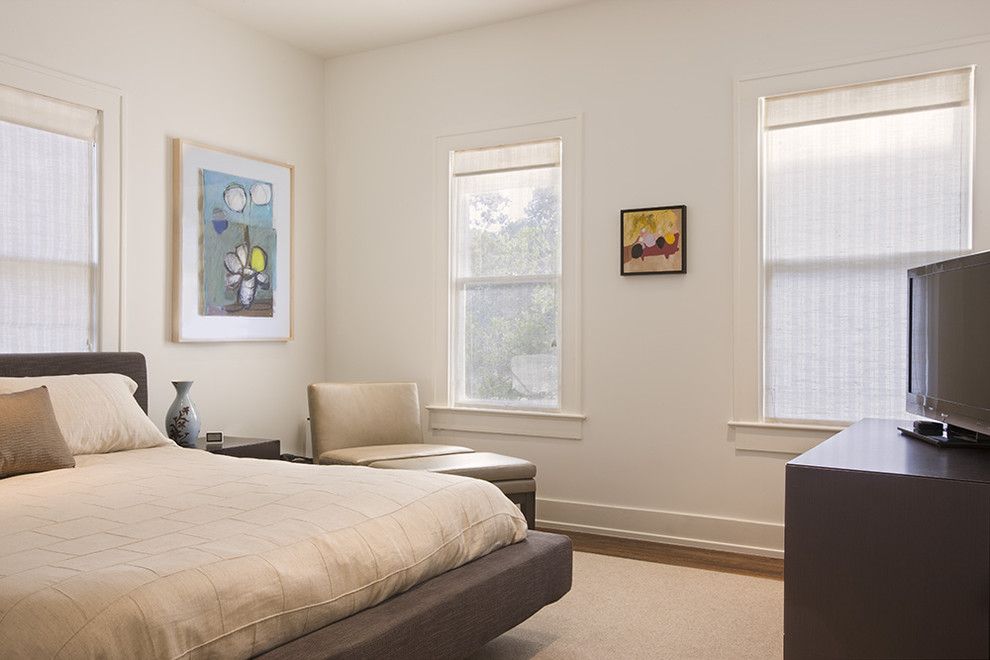 Architrave for a Contemporary Bedroom with a White Wood and Travis Heights Residence by Texas Construction Company