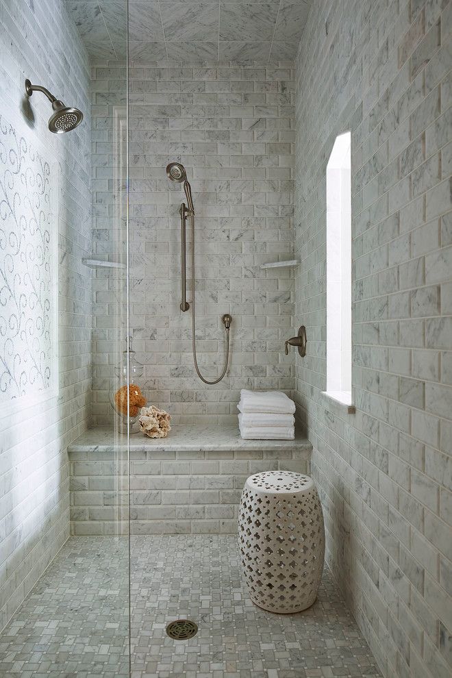 Arizona Tile Tempe for a Traditional Bathroom with a Gray Tile Wall and Locust Hills Drive Residence by Martha O'hara Interiors