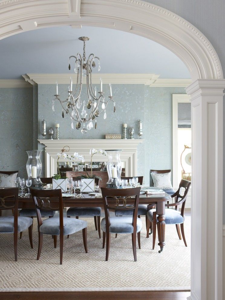 Ashley Furniture Chattanooga for a Traditional Dining Room with a Blue Walls and a Classic Ct Home with a Modern Flair by Rinfret, Ltd.