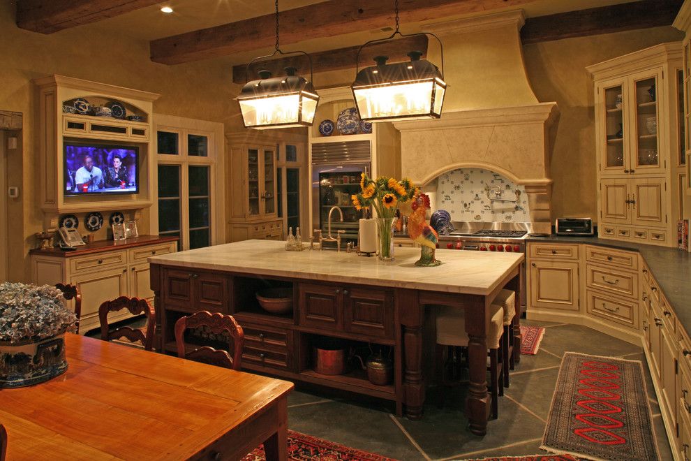 Ashley Furniture Columbia Sc for a Traditional Kitchen with a Bluestone Floor and Antique Beams Highlight  and Give Warmth to This Kitchen. by Christopher a Rose Aia, Asid