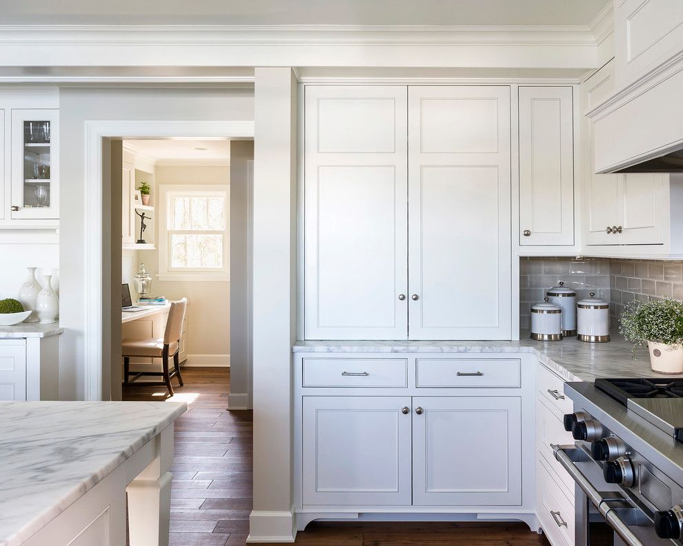 Ashley Norton Hardware for a Traditional Kitchen with a Classic and Lake Minnetonka Tailored White Kitchen by Liz Schupanitz Designs