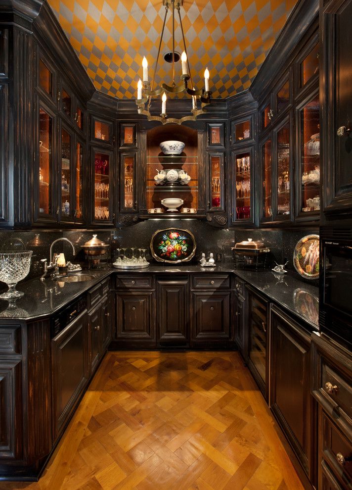 Atherton Appliance for a Mediterranean Kitchen with a Black Cabinets and Atherton Estate by Gordon + Greineder