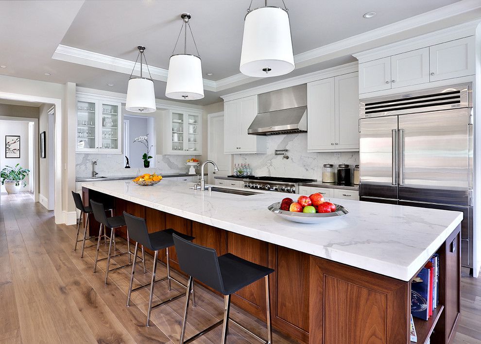 Atherton Appliance for a Transitional Kitchen with a Island Lighting and Atherton Farmhouse by Clarum Homes