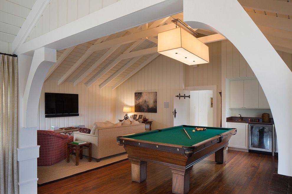 Attic Truss for a Transitional Family Room with a Pool Table and Attic Game Room by Thomas Rex Hardy, Aia