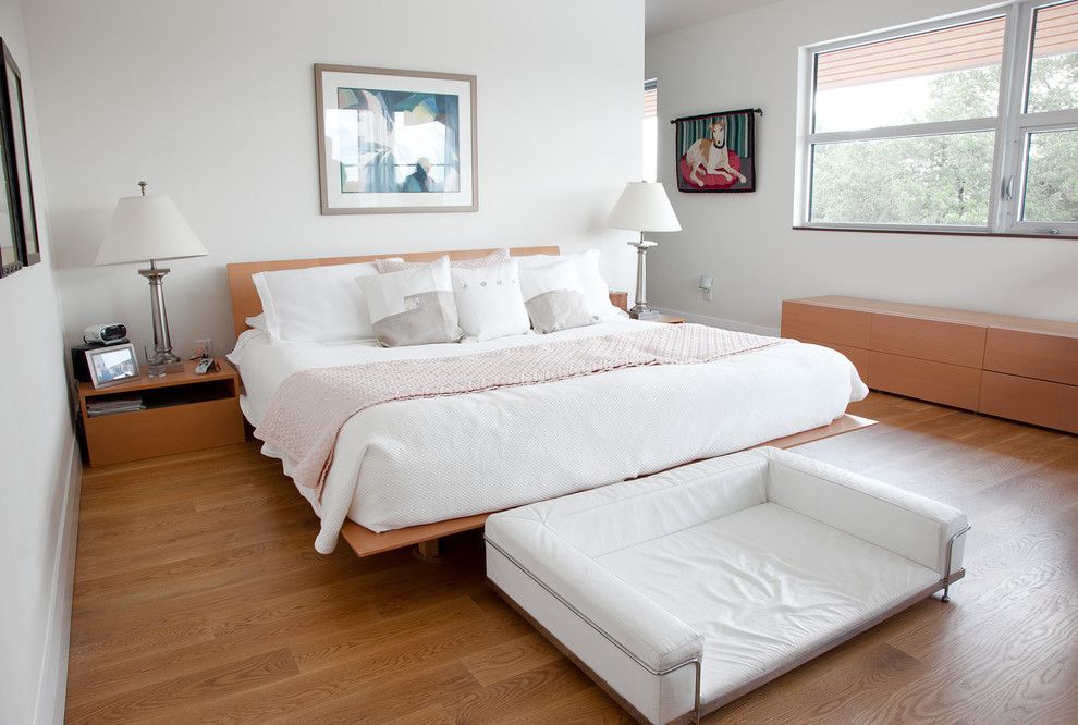 Austin Hardwoods for a Modern Bedroom with a Long Cabinet and Hoffmanresidence bedroom.jpg by Kailey J. Flynn Photography