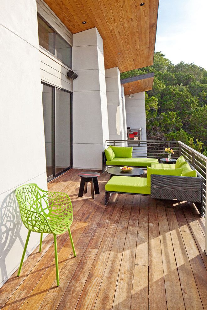 Bacons Furniture for a Contemporary Deck with a Bright Seating and Westlake Hills 1 by J Square Architecture