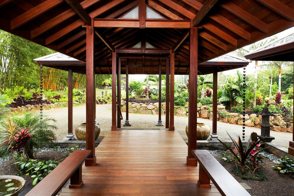 Balis for a Tropical Porch with a Covered Pathway and Kauai Lake Front Estate by Tropical Architecture Group, Inc