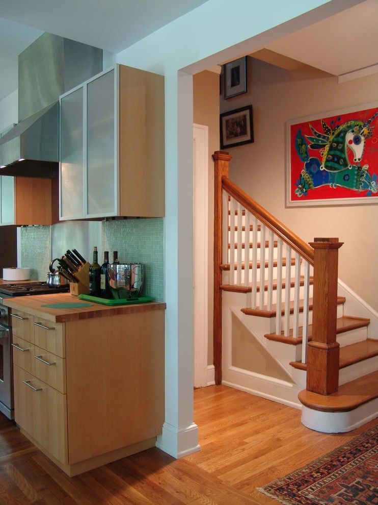 Ballister for a Contemporary Kitchen with a White Railing and Druid Hills Kitchen Renovation by Soorikian Architecture