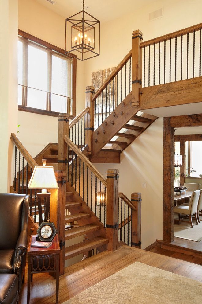 Ballister for a Rustic Staircase with a Neutral Colors and the Cottage by Parkyn Design