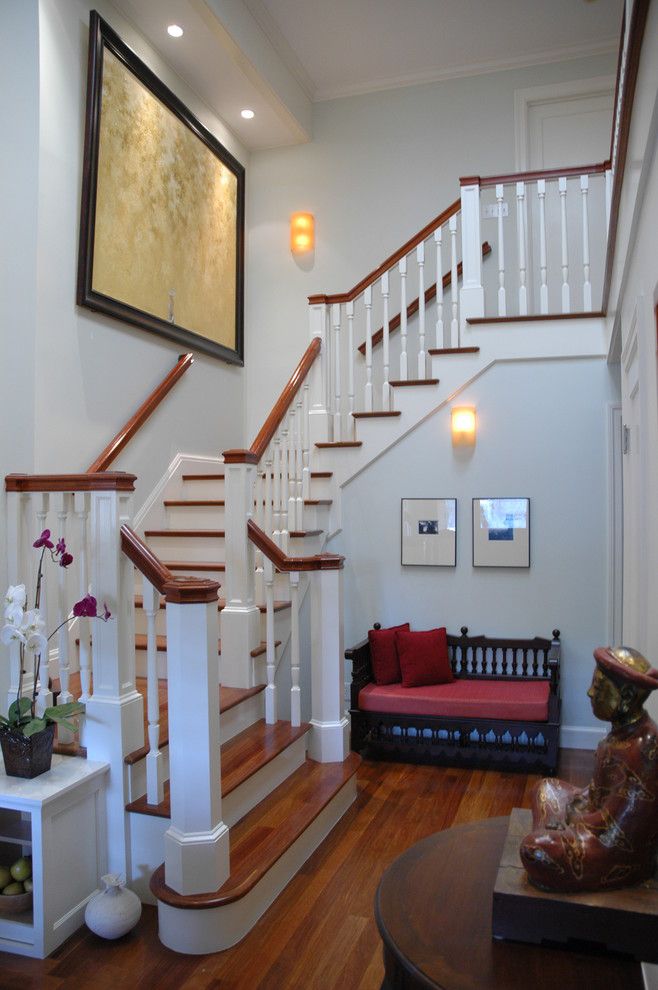 Ballister for a Traditional Staircase with a Sculpture and Entry Foyer by Acanthus Architecture & Design, San Francisco, Ca