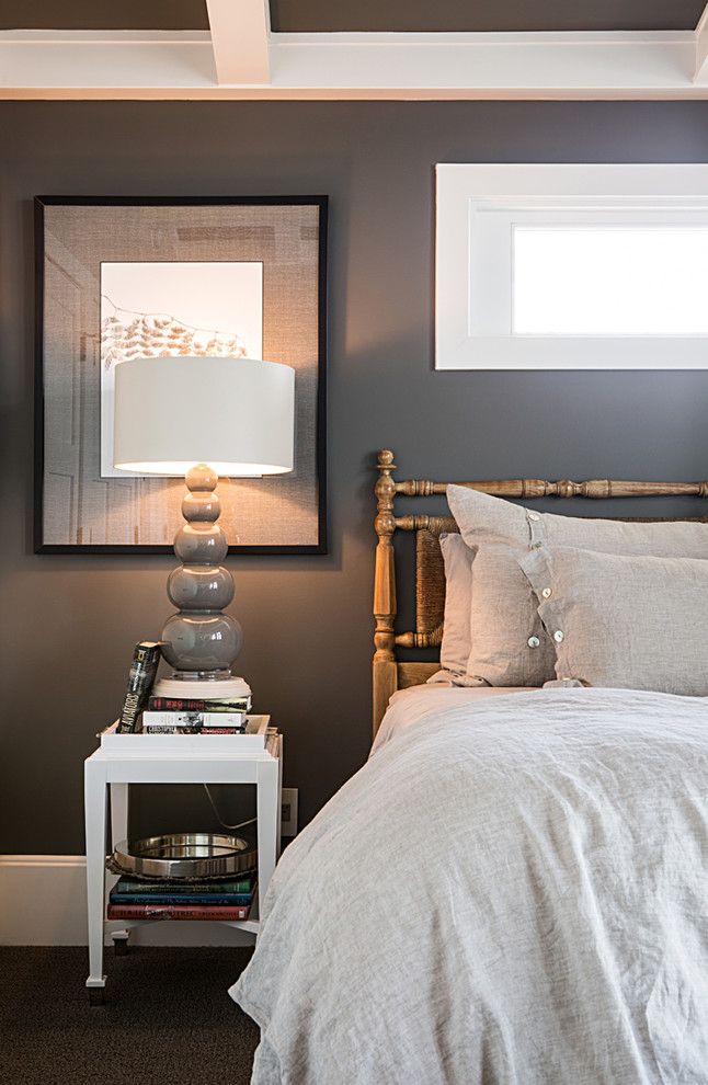 Barbara Cosgrove for a Contemporary Bedroom with a Chandelier and Clay Gourd, Grey by Barbara Cosgrove Lamps