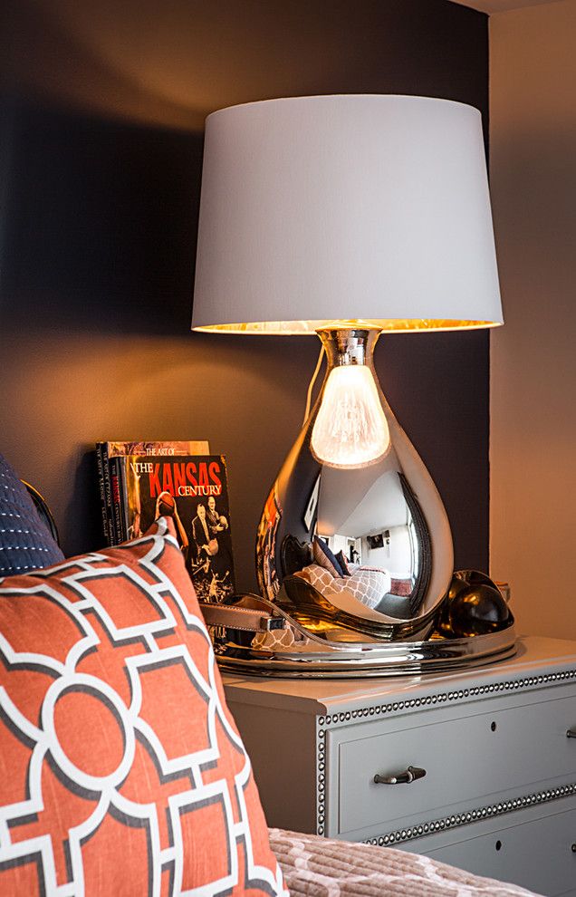 Barbara Cosgrove for a Contemporary Bedroom with a Dominos and Glass Tear Drop, Silvered by Barbara Cosgrove Lamps