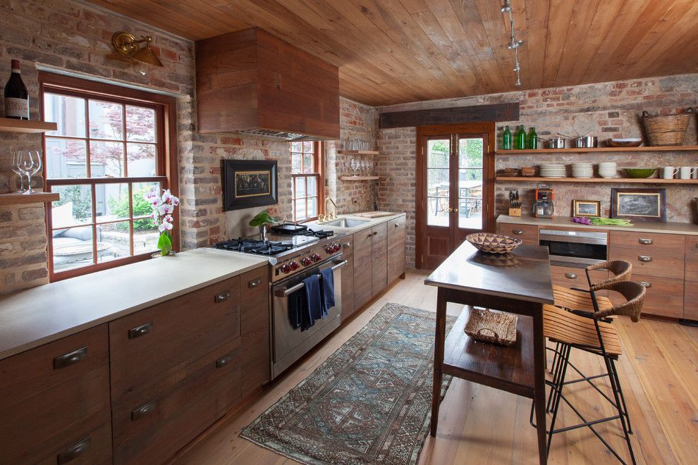 Bare Bones Furniture for a Rustic Kitchen with a Open Shelving and Rustic Kitchen by Cameronstewartdesign.com