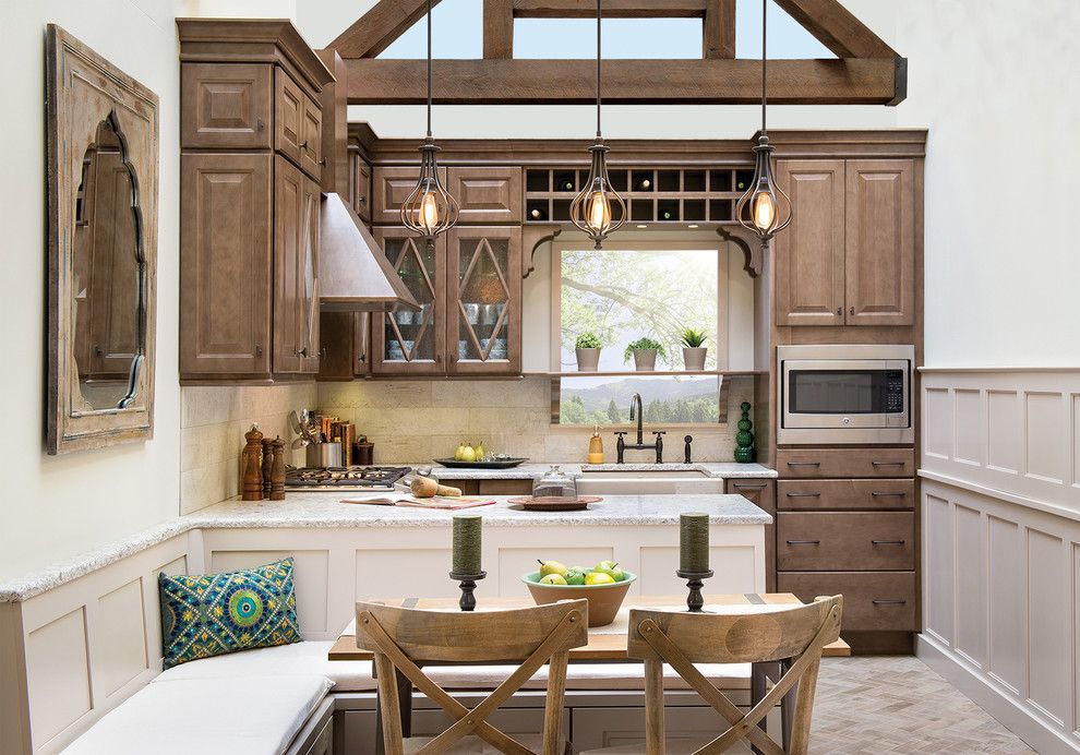 Barrel Vault for a  Kitchen with a Vaulted Ceiling and Davenport Maple Finished in Our Drift Finish by Wellborn Cabinet, Inc.